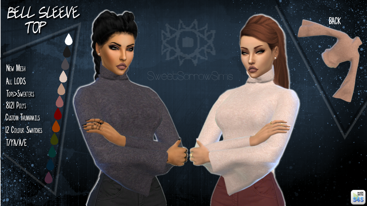 My Sims 4 Blog Bell Sleeve Top by SweetSorrowSims