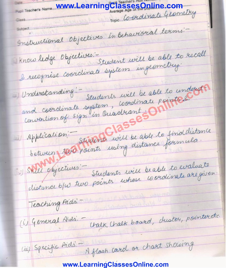 Lesson Plan for Maths Class 10 PDF