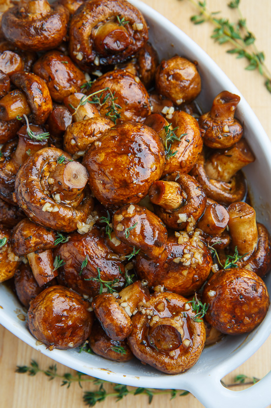 Balsamic Soy Roasted Garlic Mushrooms Recipe on Closet Cooking