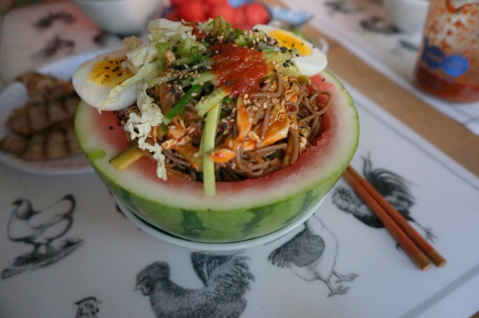 Korean Spicy Watermelon Noodles Soobak Naengmyun (수박냉면)