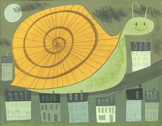 In New England giant snails travel the roads late at night