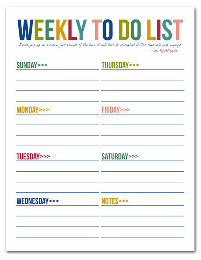 Editable Weekly To Do List Printable Template