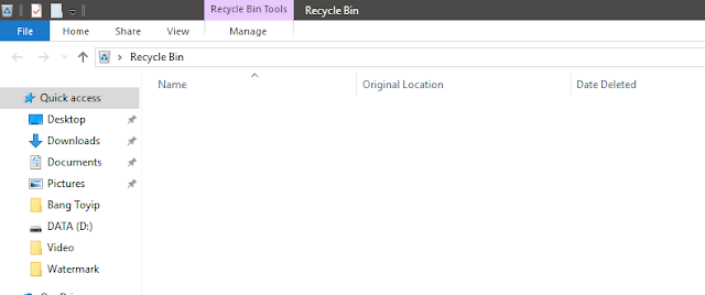 Cara kembalikan file yang terhapus pada Recycle Bin Windows