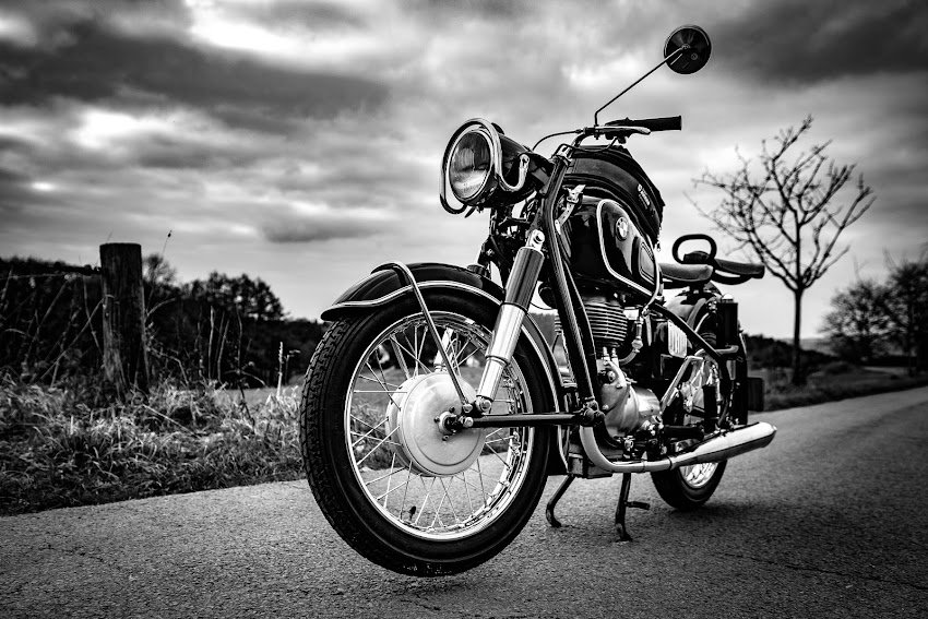 Standard Motorcycle Parked on Road Standard Motorcycle Parked on Road