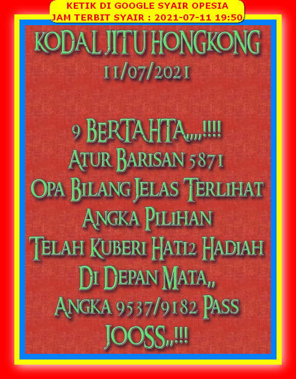 Syair Hk Malam Ini Minggu 11 Juli 2021 Opesia Official Syair Hk Malam Ini Minggu 11 Juli 2021 Opesia Official