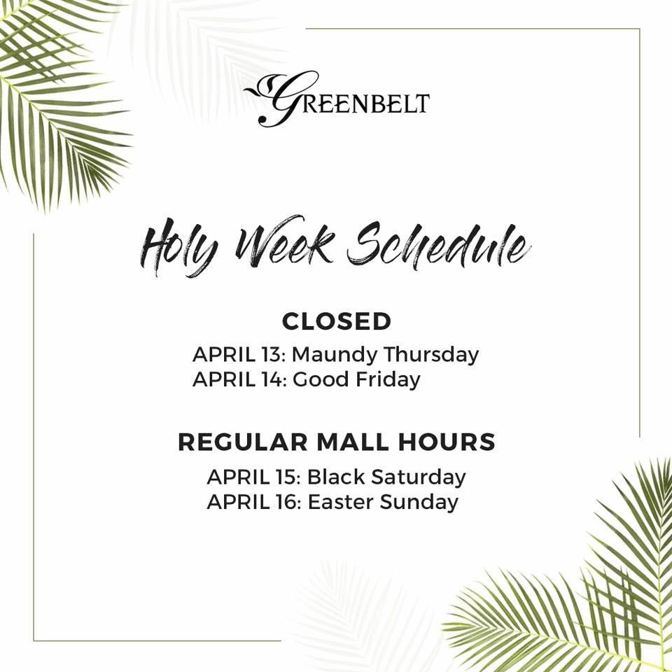 Manila Shopper Holy Week / Lenten 2017 Schedule of Malls, Supermarkets