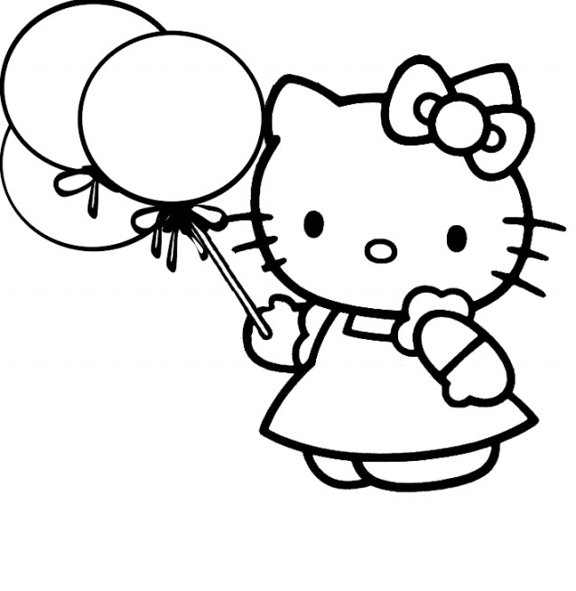 Berikut Gambar Sketsa Hitam Putih Mewarnai Hello Kitty 