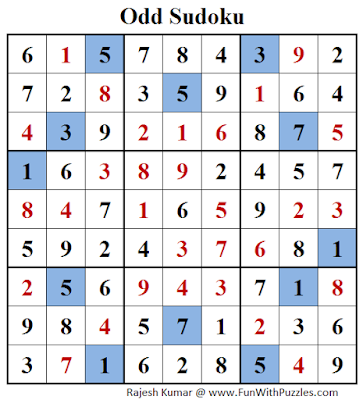 Answer of Odd Sudoku (Fun With Sudoku #124)