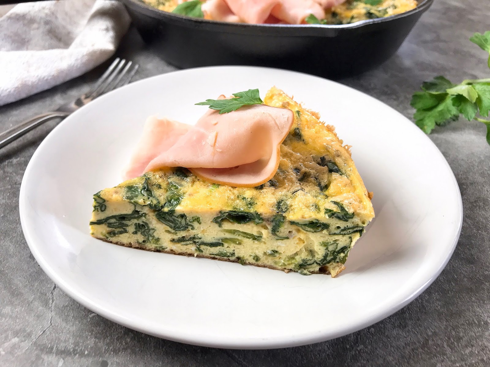 Spinach and Two Cheese Frittata with Ham
