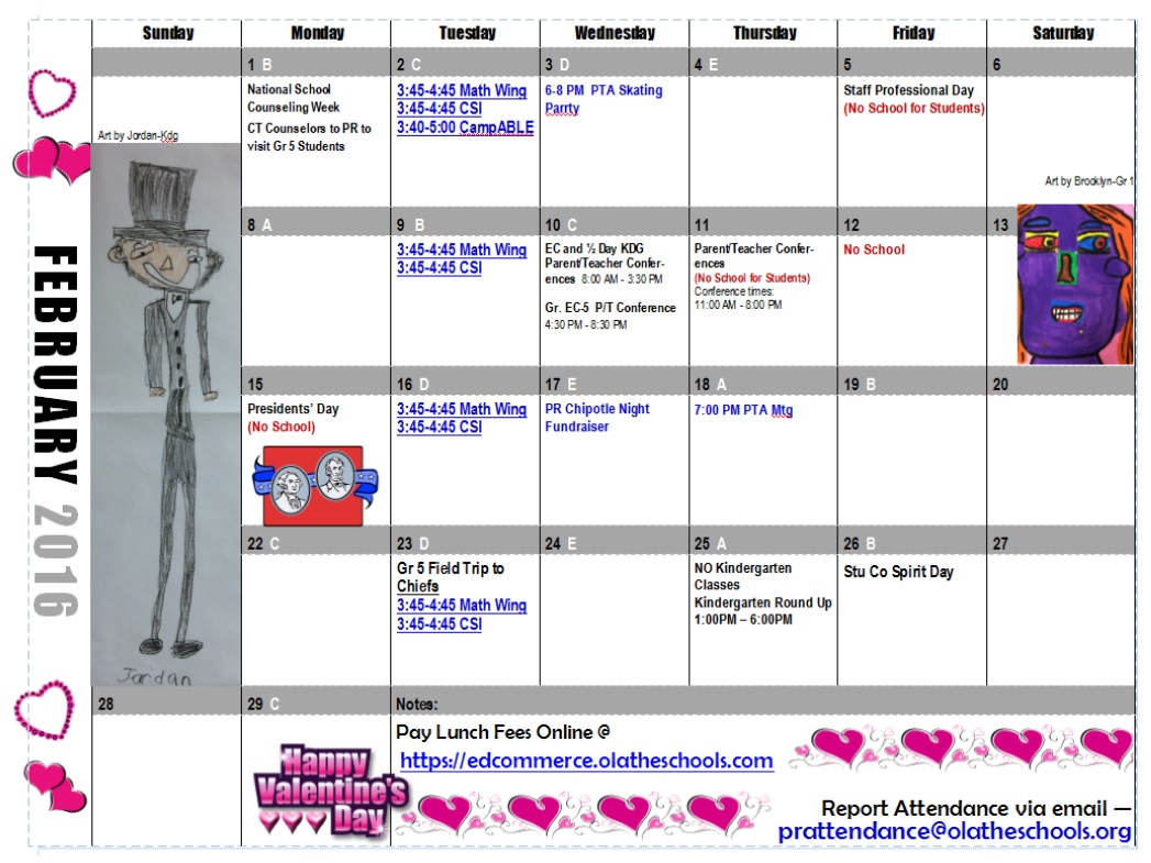 Pleasant Ridge Elementary Updated Calendars
