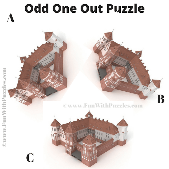 Castle Odd One Out: Fun Picture Riddle for Teens