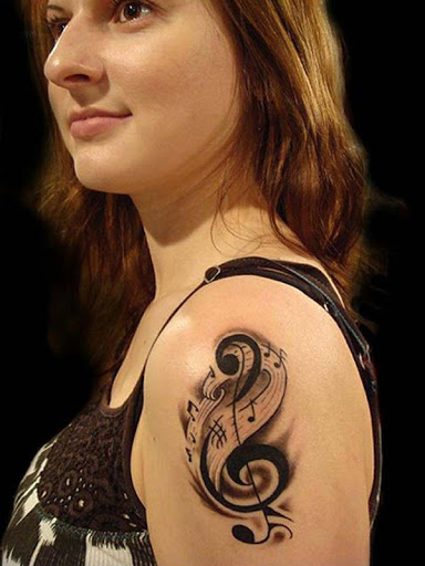 Do ombro música tatuagem idéias de lindas mulheres