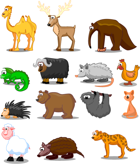 animales tipo cartoon vectoriales