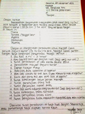 Contoh Surat Permohonan Menjadi Prajurit Tni Ad Contoh Surat