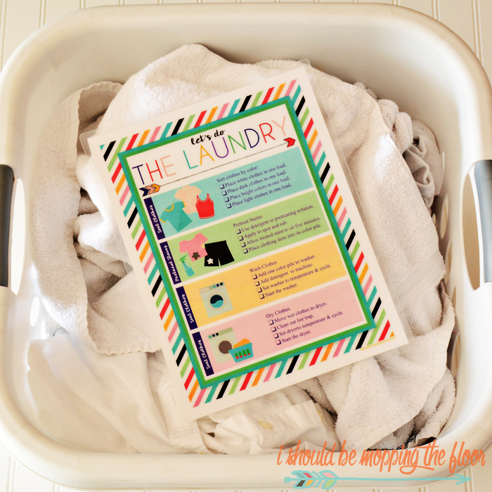 Free Printable Laundry Chart & Instructions | A great way to teach kids to start doing laundry!