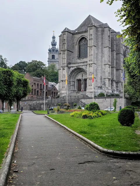 One day in Mons Belgium: Park outside Sainte-Waudru Church