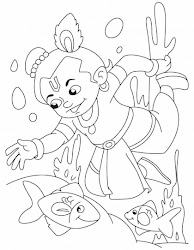 krishna coloring pages lord sea playing fishes printable clipart animal getdrawings habitat getcolorings library popular