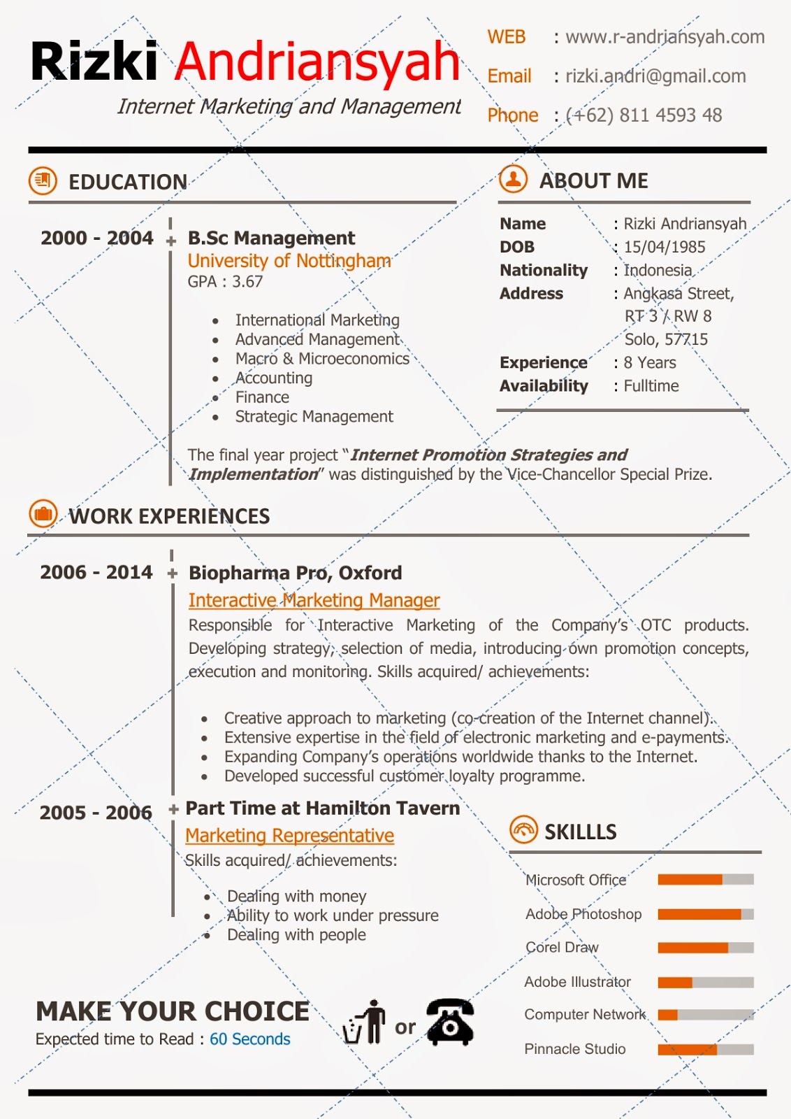 Desain CV Kreatif: Elevania - Contoh CV / Resume Manajemen