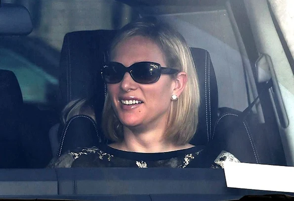 Catherine, Duchess of Cambridge, Prince Harry, Prince George, Sophie, Countess of Wessex, Princess Eugenie and Princess Anne's husband Vice Admiral Tim Laurence, Princess Alexandra, Lady Gabriella Windsor, Lady Helen Taylor, Mike Tindall and Zara Phillips Prince Edward, Duke of Kent and Katherine, Duchess of Kent