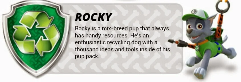 Imagen para imprimir gratis de Paw Patrol o Patrulla Canina de Rocky.