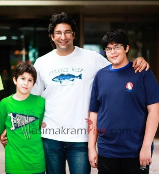 Wasim Akram with his sons