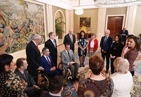 Queen Letizia firstly received representatives of Royal Academy of Engineering of Spain and ASPAYM Castilla Foundation at Zarzuela Palace