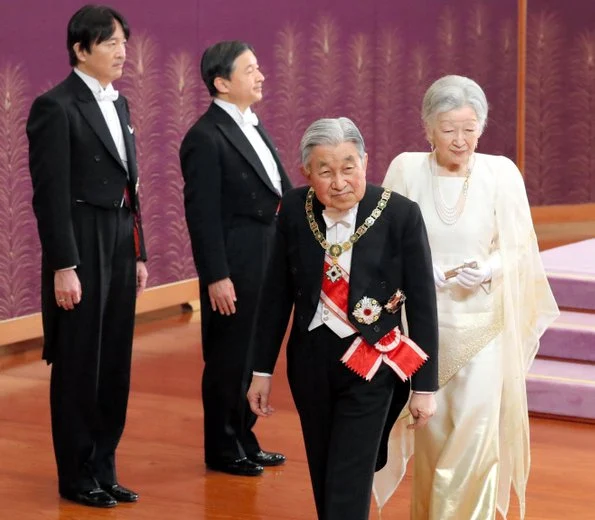 Emperor Akihito, Empress Michiko, Crown Prince Naruhito, Prince Akishino