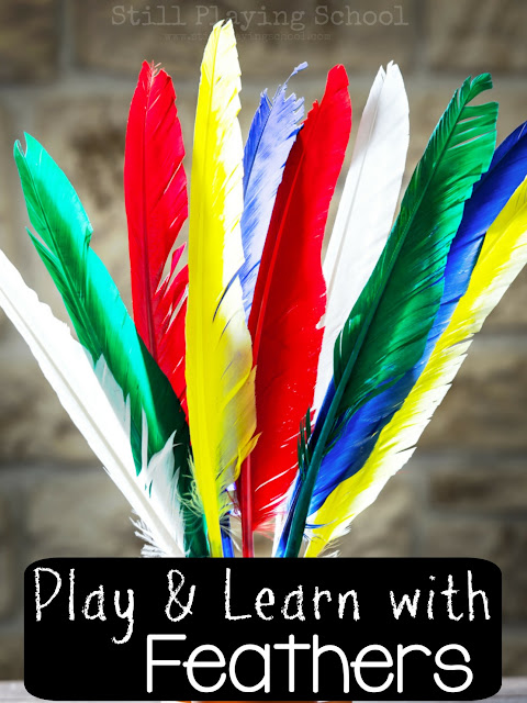 Lots of ideas for kids to learn and play with feathers! Activities, crafts, fine motor ideas, games, and more!
