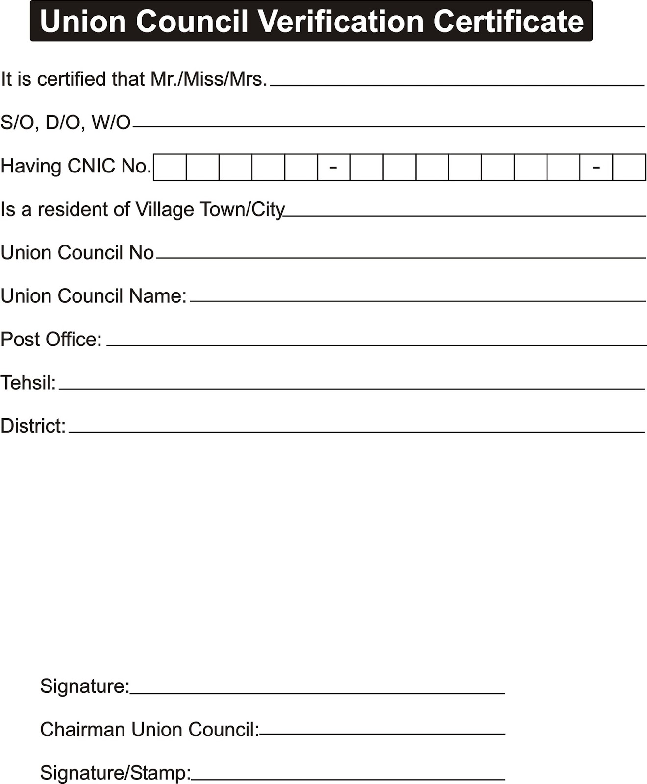 Union Council Verification Form Best Right Way