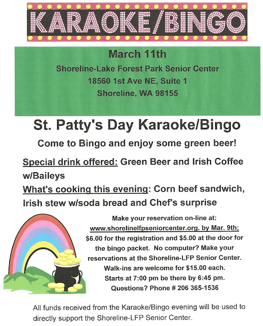 Shoreline Area News Karaoke / Bingo Mar 11 tickets available