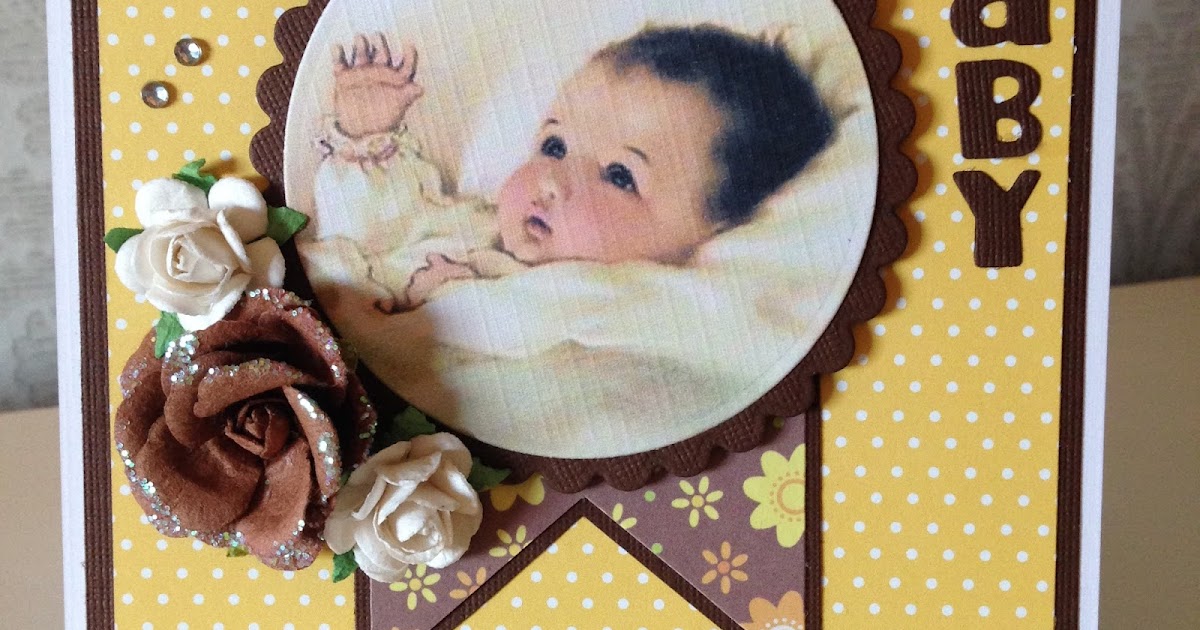 Randis hobbyverden: Baby-kort i gult og brunt