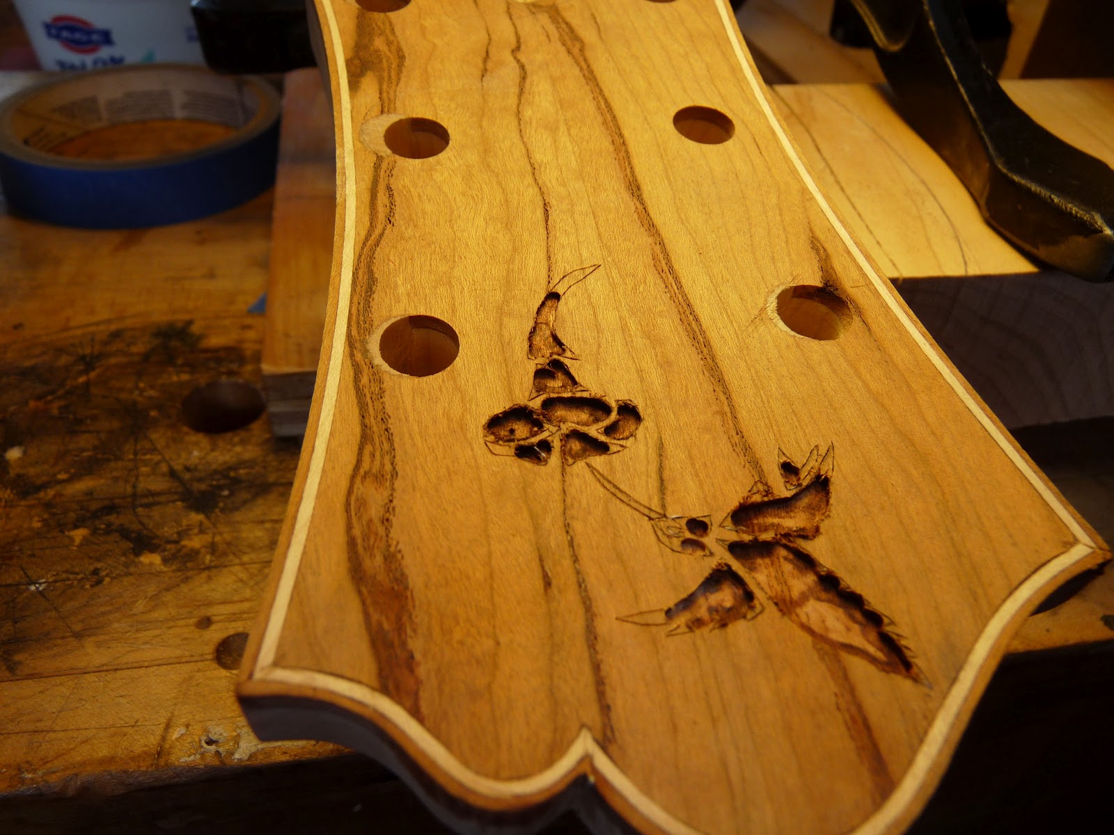 Bob's Archtop Guitar Build Glory work! Fingerboards and Inlays at last.