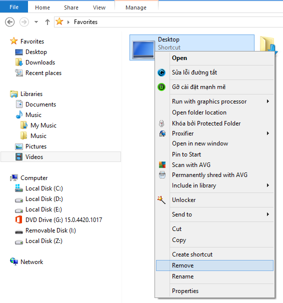 Cách hiển thị thư mục Favorites trên Windows 8 | 10