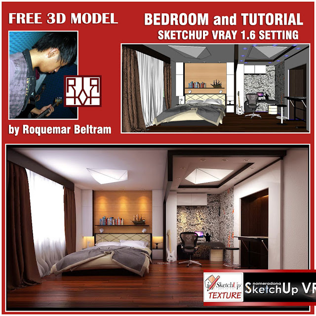 sketchup model bedroom #4 and  vray 1.6 beta tutorial 