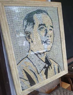 kerajinan limbah bonggol jagung, lukisan Presiden Jokowi