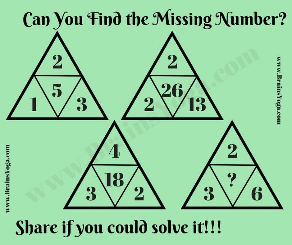 Missing Number Maths Logic Puzzle With Answer Brains Yoga