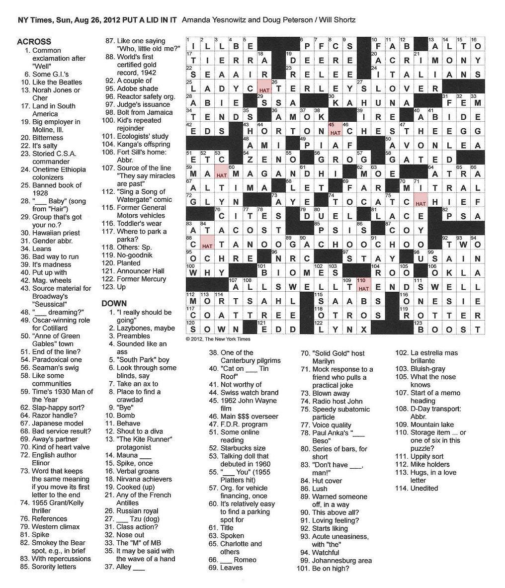 The New York Times Crossword in Gothic August 2012
