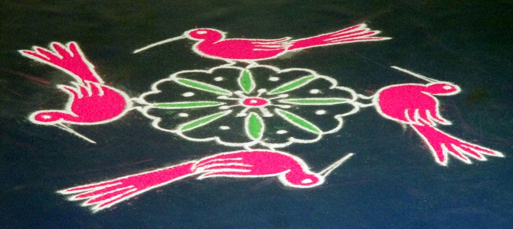 Free hand kolam Bird designs