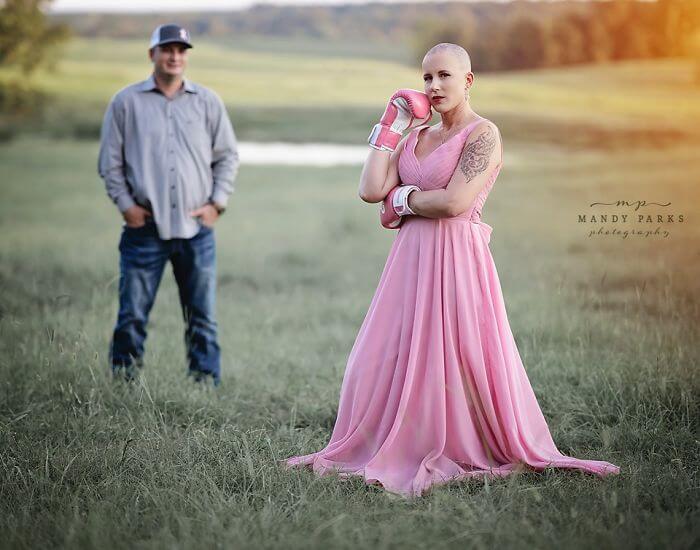 Powerful Photoshoot Of Woman Ready To Battle Breast Cancer While Her Husband Shaves Off Her Hair