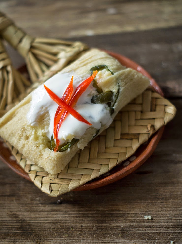 Tamales de queso y chile poblano RÚSTICA