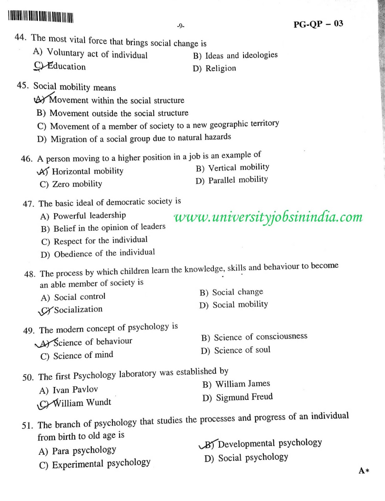 M.Ed. Question Paper CUCET 2019