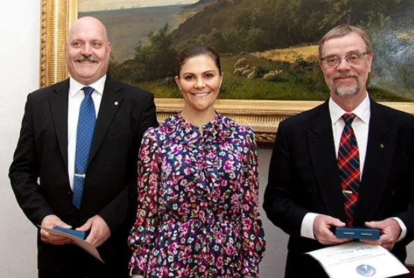 Crown Princess Victoria wore &Other stories floral print maxi dress, Merit Medals to Jonny Pettersson and Stefan Magnusson