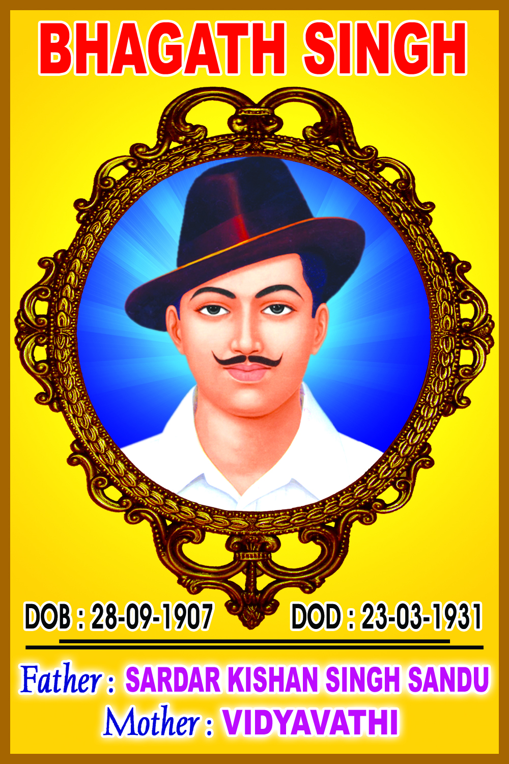 legend bhagat singh indian national hero image with names | naveengfx