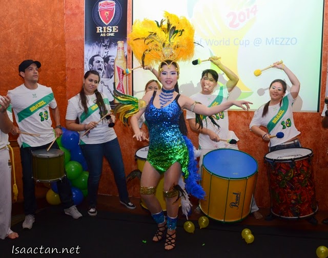 Samba dancers and capoeira performers added a splash of Brazil to the launch