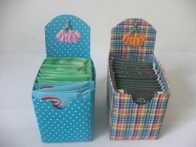 ideia artesanato reciclar reciclagem reciclando diy caixa leite caixinha sustentabilidade organizador chá porta sache