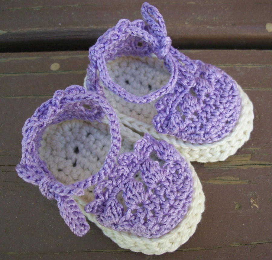 Toast with Jelly Too: Crochet Baby Espadrille Sandals Lavender 0-3 Months