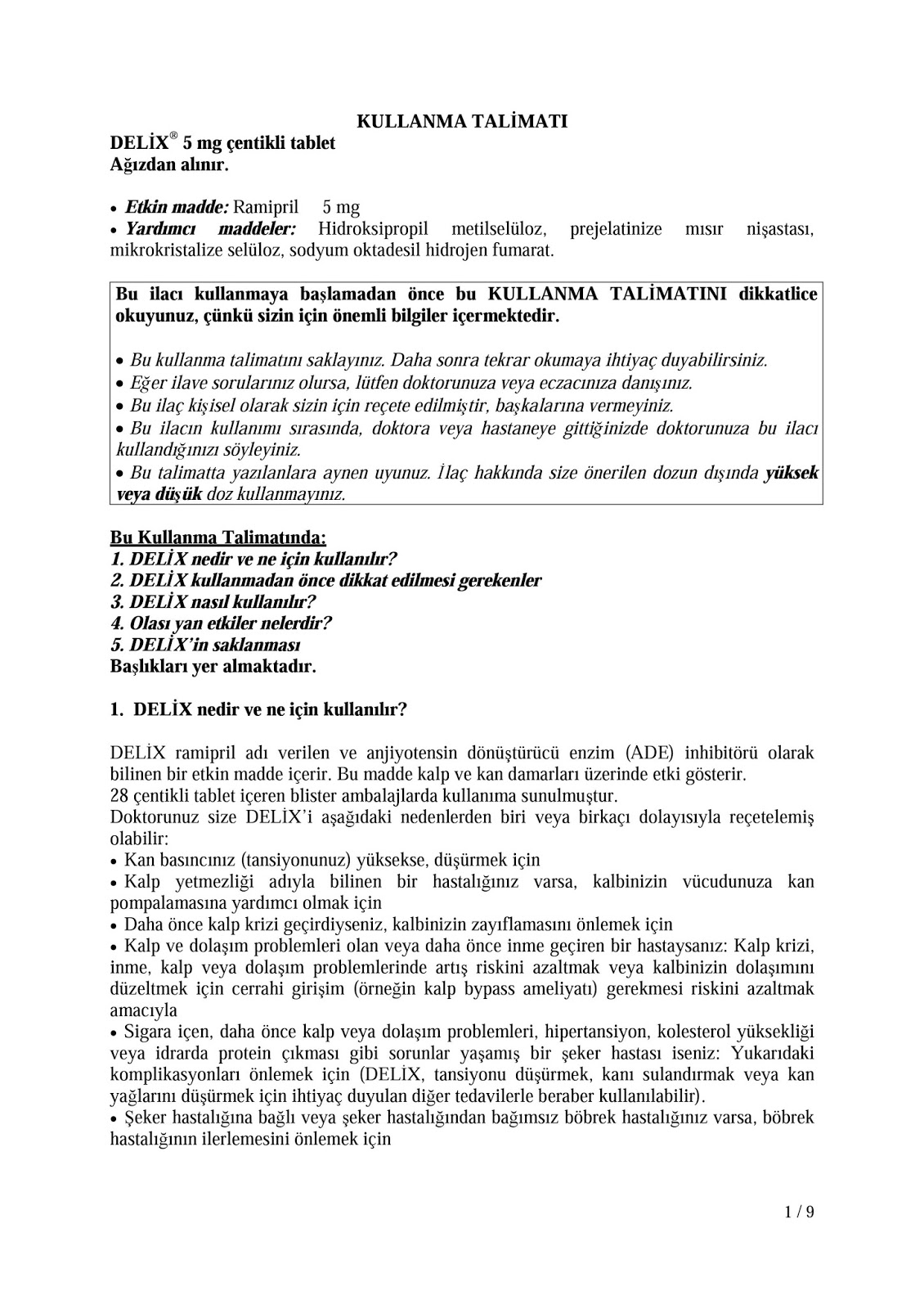 delix 5 mg tablet nedir ne ise yarar