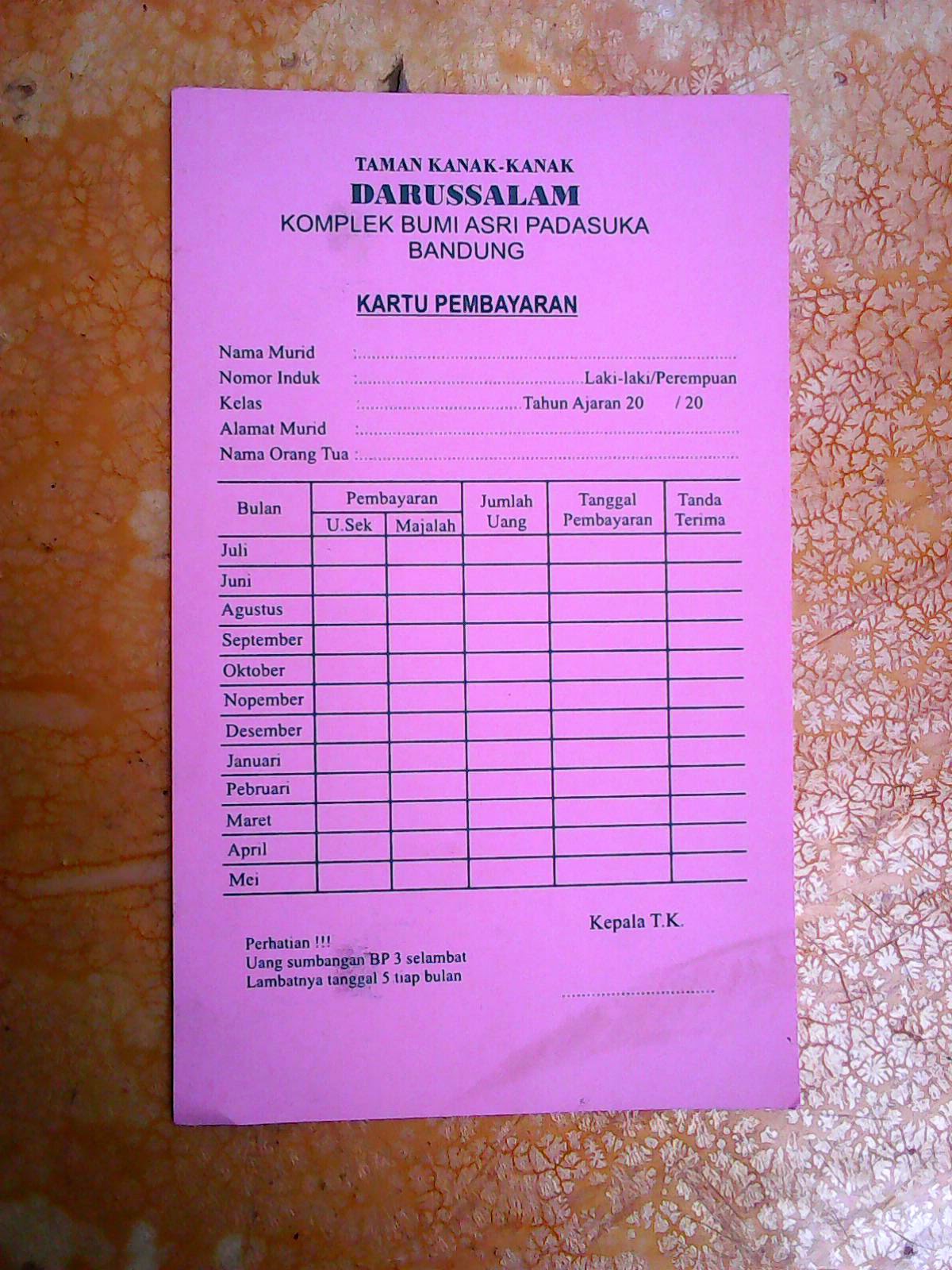 BANDUNG Paris van Java With Love CETAK KARTU BAYARAN, IURAN ATAU KARTU