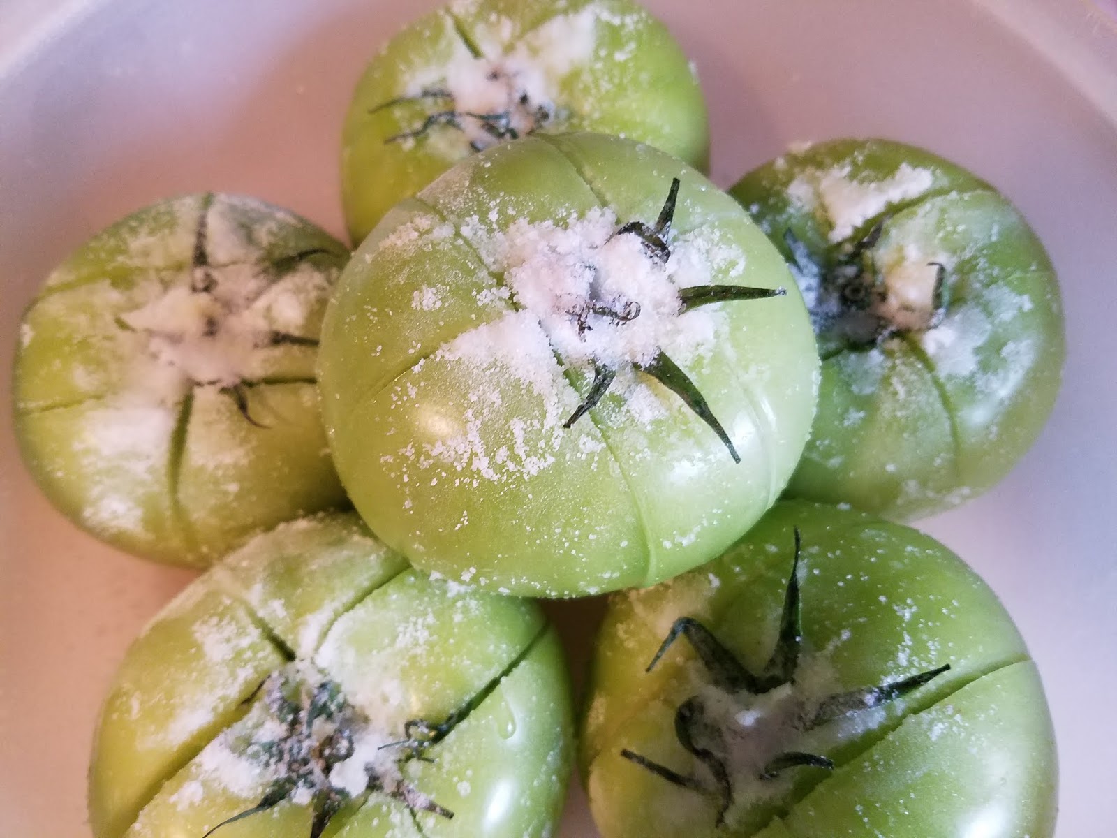 Green Tomato Kimchi With Green Kimchi Paste Preesi Food Whore