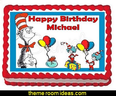 Cat in the Hat Edible Frosting Sheet Cake Topper Dr. Seuss party theme - Dr. Seuss Birthday Party - Dr. Seuss Party Decor - Dr. Seuss Party Supplies - Dr. Seuss birthday party supplies - Dr Seuss party decorations - Dr Seuss wall decals - Dr Seuss party standups Dr Seuss Edible Cake Topper Sheet
